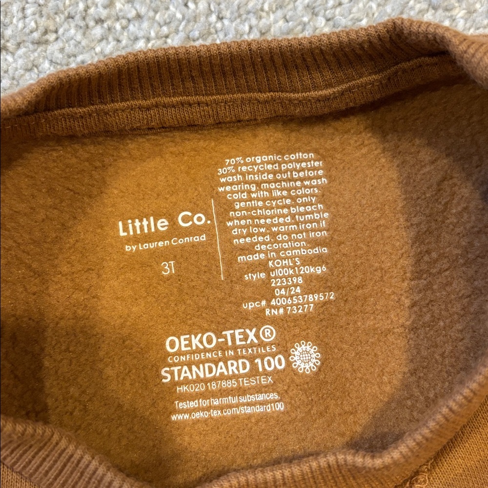 Little Co. Lauren Conrad Cozy Crewneck Sweatshirt - Caramel Brown - Picture 3 of 3